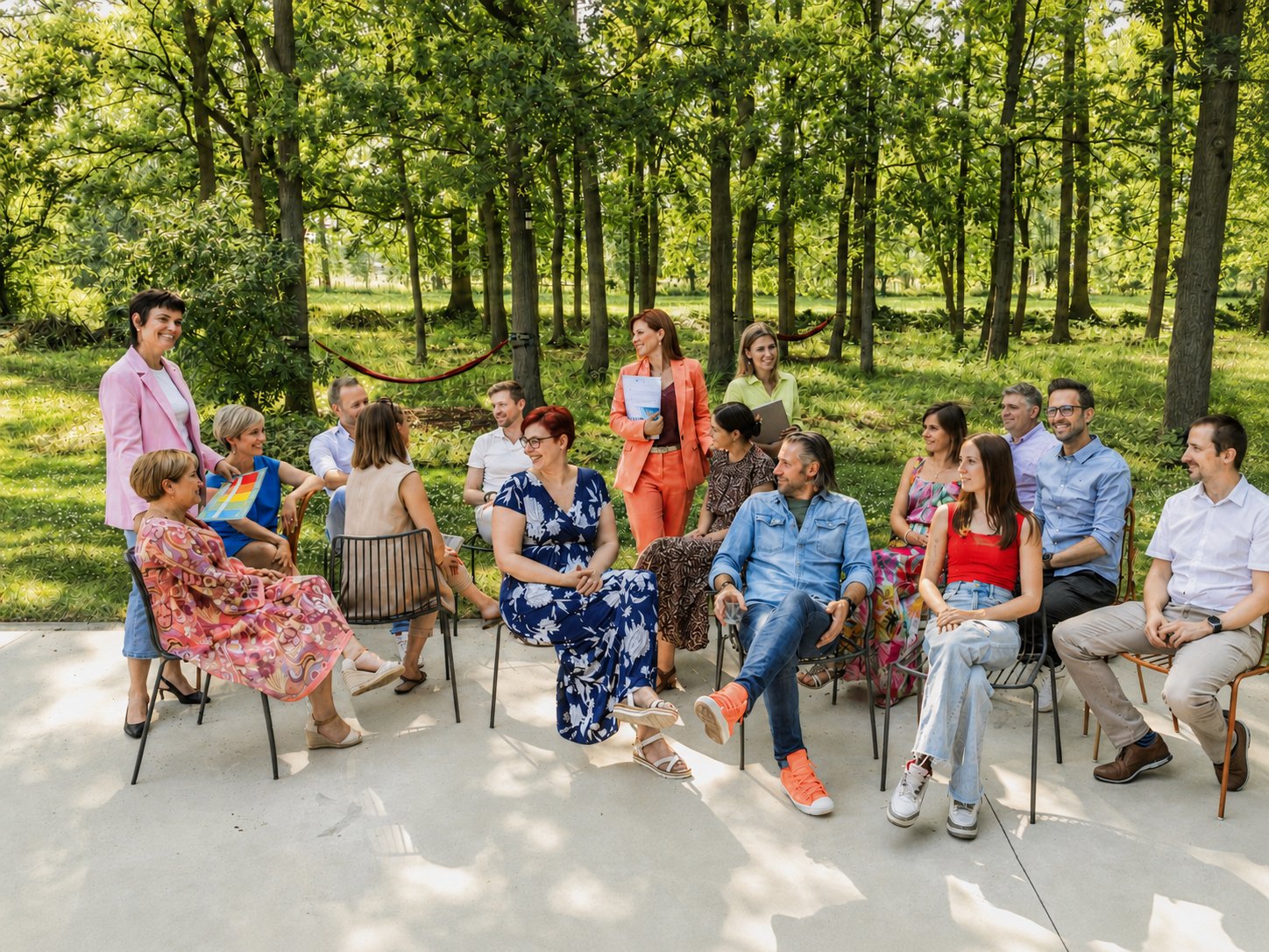 Het Covolutie team in gesprek buiten